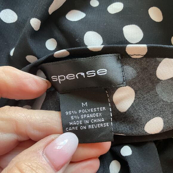 Spense Black White Tiered Ruffle Polks Dot Tank M - Picture 4 of 6